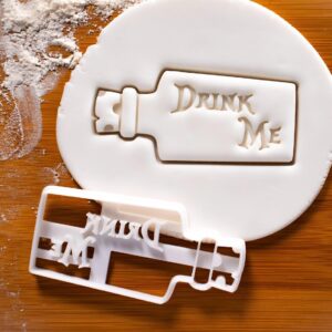Drink Me Cookie Cutter Alice in Wonderland Themed Tea Party Baking Fantasy Storybook Dessert Biscuits Mad Hatter Party Decor Magical Curiosity Inspired Edible Treat Craft Tool (ONLY DRINK ME)