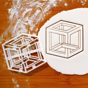 Impossible Cube Cookie Cutter for Mathematics Party Baking Optical Illusion Puzzle Cookies Math Club Geometry Theme Educational Treats Escher Inspired Brain Teaser Biscuits Student (ONLY CUBE)