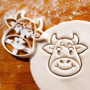 Cheerful Cow cookie cutter happy farm animal biscuit fondant cutter joyful dairy cow baking tool countryside barnyard theme birthday party favor ranch baking accessory (ONLY CHEERFUL COW)