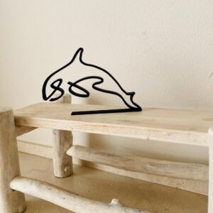 Minimalist Orca Killer Whale Tabletop Sculpture - Statue Gift, Shelf Sitter, Ocean Animal Decor for Home and Office