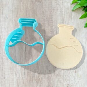 Conical Laboratory Balloon Cookie Cutter for Shortbread Cookies Pastry Fondant Sugar Paste Dough Homemade Cake Decoration Chemistry Theme Baking Tool for Science Events School