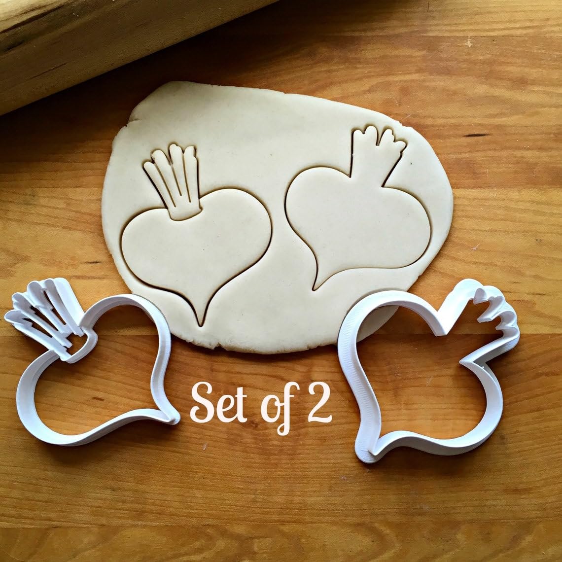 Cookie Set of 2 Beet Cookie Cutters for Garden, Vegetable-Themed Party, Biscuit, Fondant, Sugar Craft, Clay Modeling, Cupcake Decoration, Healthy Eating, Made in India - Image 2