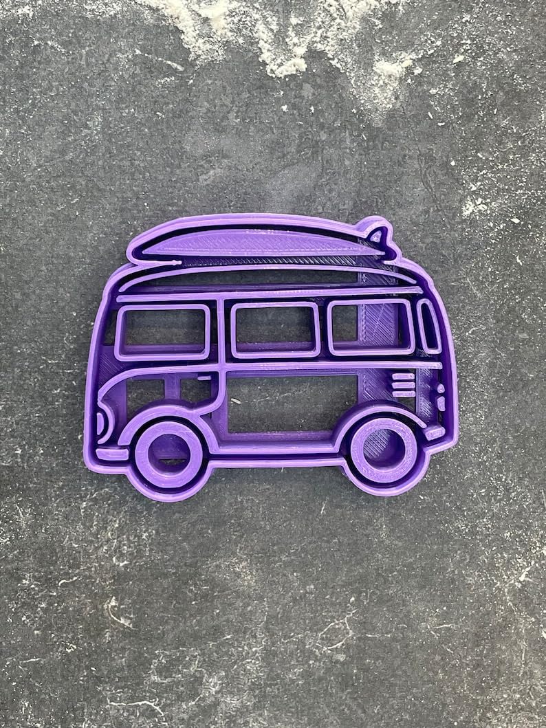 Combi Van Vehicle Cookie Cutter Profile Shape for Making Shortbread Biscuits Pastry Sugar Paste Fondant Cake Decoration Homemade Baking Transport Theme Birthday Party by