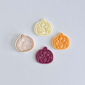 Black Jack O Lantern Cookie Cutter Halloween Evil Pumpkin Cookie Cutter Stamp Set Black Jack O Lantern Fondant Molds for Spooky Baking Cookies Pastry Dough Candy Kitchen Cookie Cutters