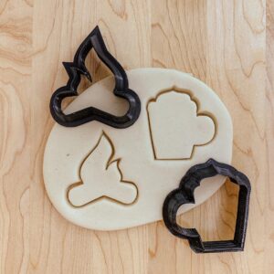 Campfire and Hot Chocolate MINI Cookie Fondant Clay Cutter Set for Cozy Themed Baking, India Cookie Molds for Winter Parties, Camping Events, DIY Crafts, Holiday Treats, and Creative