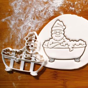 Santa Claus in tub Cookie Cutter Cookie for Baking Comical Christmas Themed Biscuits Festive Winter Holiday Party Supplies Fun Holiday Baking Tool for Seasonal Celebrations