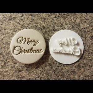 Merry Christmas Black Cookie Embosser Stamp Cookie Fondant Cupcake Decorating Tool for Holiday Baking Winter Party Dessert Imprint Seasonal Treat Making Christmas Celebration