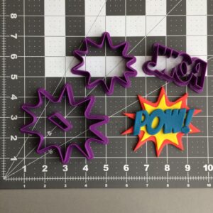 Pow Sign 266-B937 Cookie Cutter Set Black Cookie Comic Book Style Sound Effect Baking Mold for Superhero Theme Party Decorations Kids Birthday Treats Crafts Fun Baking and Gift Ideas