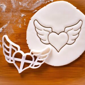 Heart with Angel Wings Cookie Cookie Cutter for Love Theme Biscuits Gothic Dark Angel Cookies Shape Mold for Halloween Party Baking Romantic Desserts Fantasy Baking and Themed (ONLY Angel)