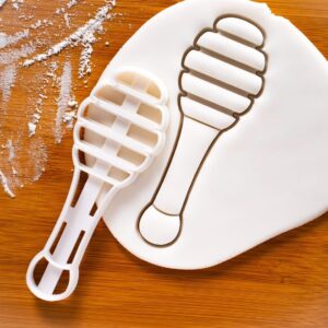 Honey Dipper Cookie Cutter Biscuit Cutter Honeybee Drizzler Shape Baking Apiculturist-Themed Cookies Honeycomb Pollen Nectar Design Perfect Gingerbread Bee Lover Parties (ONLY F HONEY DIPPER)