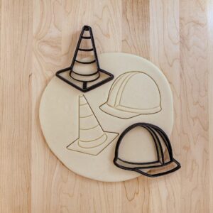 Hard Hat and Construction Cone Cookie Fondant Clay Cutter for Themed Baking Decorating Polymer Craft Projects Play Dough Modeling Shaping Tools for Kids Party Favors India Cookie