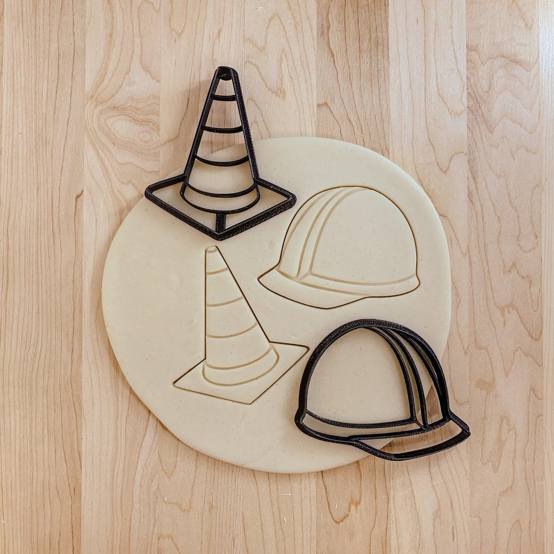 Hard Hat and Construction Cone Cookie Fondant Clay Cutter for Themed Baking Decorating Polymer Craft Projects Play Dough Modeling Shaping Tools for Kids Party Favors India Cookie