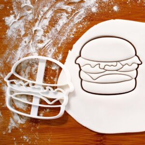 Hamburger Cookie Cutter Perfect for Fast Food Theme Baking Summer Birthday Parties Sausage Bar Picnics Beef Patty Mustard Barbecue Decorations Biscuit Fondant Clay Sugarpaste (ONLY HAMBURGER)
