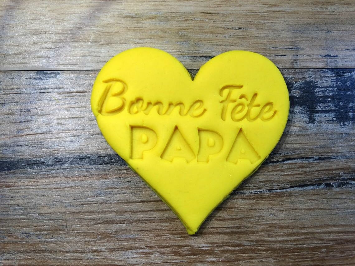 Heart Cookie Cutter Happy Fathers Day Message for Making Shortbread Cookies Pastry Sugar Paste Fondant Cake Decoration Personalized Baking Tool to Celebrate Dad Homemade - Image 2