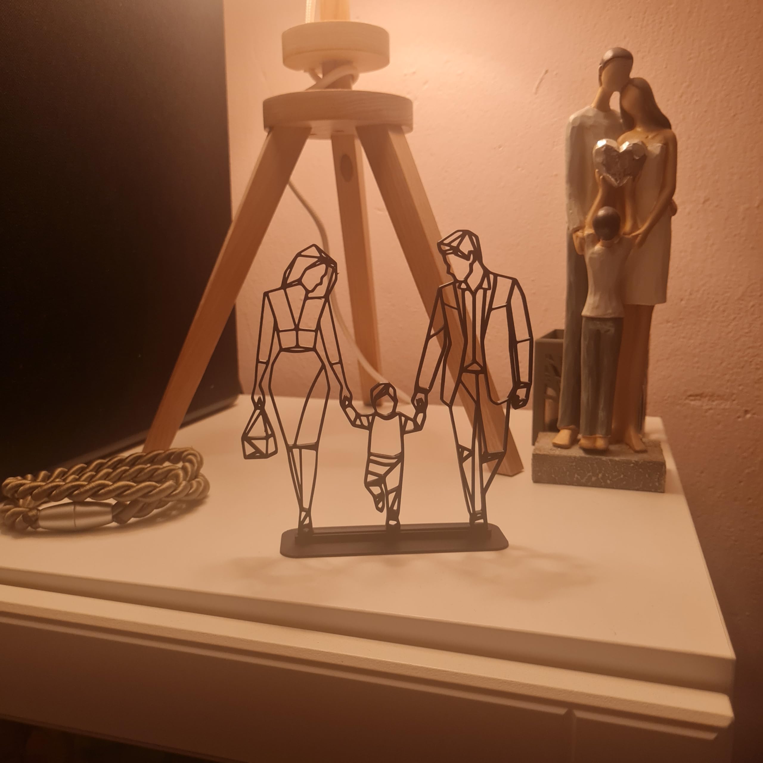 (2685 Geometric Cute Low Poly Couple with Child Family Figure Statue Home Office Cute Modern Gifting Amazing Living Room Contemporary Home Decor Accent Amazing Office Statue Best - Image 3