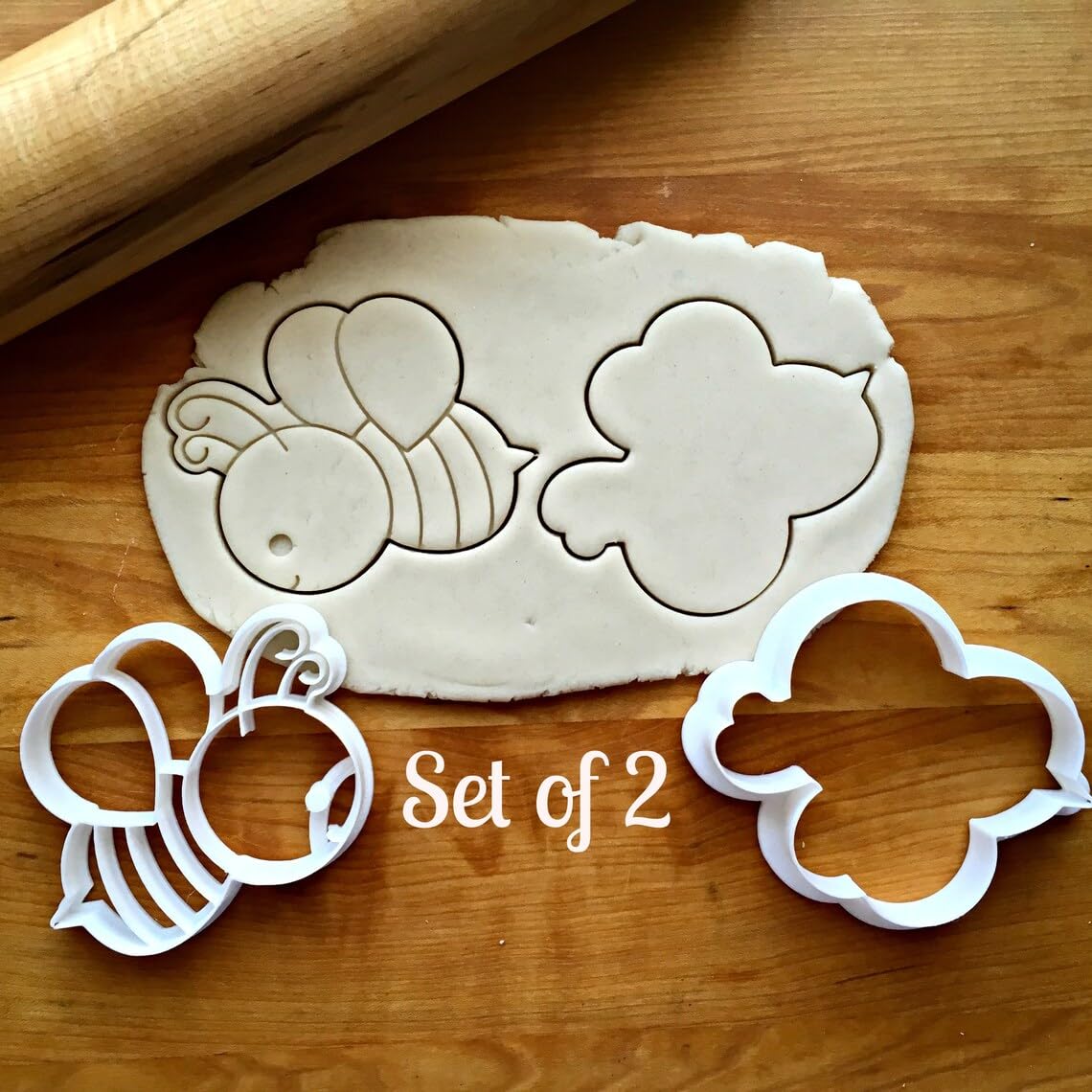 Cookie Set of 2 Bee Cookie Cutters for Baking Biscuits Cake Fondant Decorations Suitable Size Durable Mold Made in India for Bee Lovers, Spring Parties, and Crafting Projects - Image 2