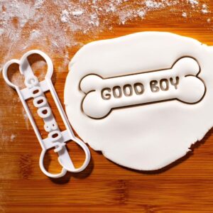 GOOD BOY Dog Bone Cookie Cutter -Shaping Homemade Dog Treats Biscuits Durable Food-Safe Baking Tool Pet Owners Dog Lovers - Fun Kitchen Accessory Themed Snacks. (ONLY GOOD BOY BONE)