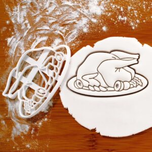 Turkey on Plate Cookie Cookie Cutter Perfect for Thanksgiving Christmas Holiday Baking Biscuit Fondant Craft Clay Cutter Ideal Festive Seasonal Party Treats Decorations (ONLY TURKEY ON PLATE)