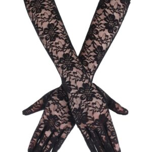 Ladies Lace Gloves Full Finger Bridal Lace Gloves Fashion Net Gloves Long Floral Gloves for Women