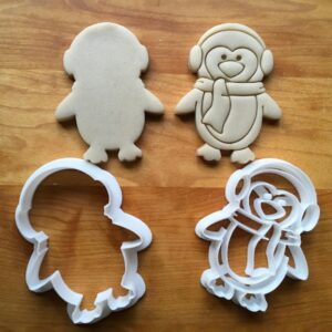 Set of 2 Cookie Penguin with Ear Muffs Cookie Cutters Suitable Size Made in India for Holiday Baking Crafts Winter Party Treats and Christmas Cookies Decorations Reusable and Food Safe