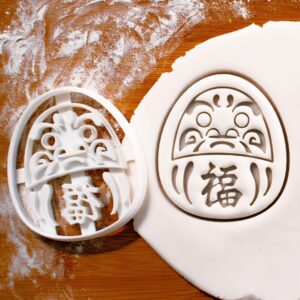 Daruma Doll Cookie Cutter with Maneki Neko Cat Paw Design for Japanese Good Luck Charm Biscuits Traditional Craft Themed Baking Goal Success Fortune Treats Kitchen Tool (ONLY DARUMA DOLL)