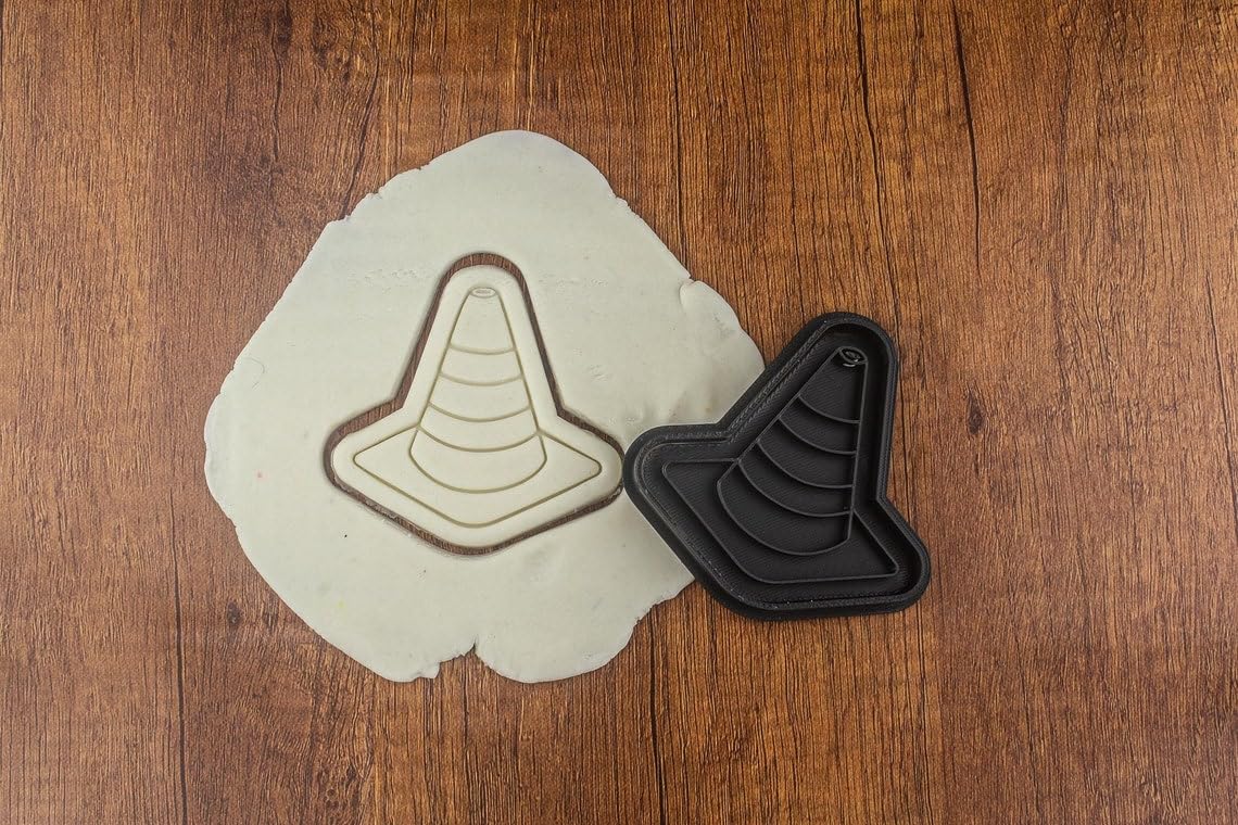 Traffic Cone Cookie Cutter Black Cookie Road Safety Theme Baking Mold for Construction Party Treats Vehicle Themed Decorations Edible Traffic Sign Cookies for Kids Events and Learning