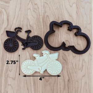 Bicycle Cookie Cutter and Stamp Set Cookie for Fondant Clay Dough Cycling Theme Sugar Cookies Decorating Tool for Bikers Birthday Party Crafts DIY Baking Projects Made in India