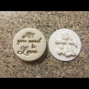 Black All You Need Is Love Embosser Stamp Valentines Day Theme Baking Tool for Romantic Cookies Cupcakes Fondant Decoration Wedding Engagement Anniversary Dessert and Gift Packaging