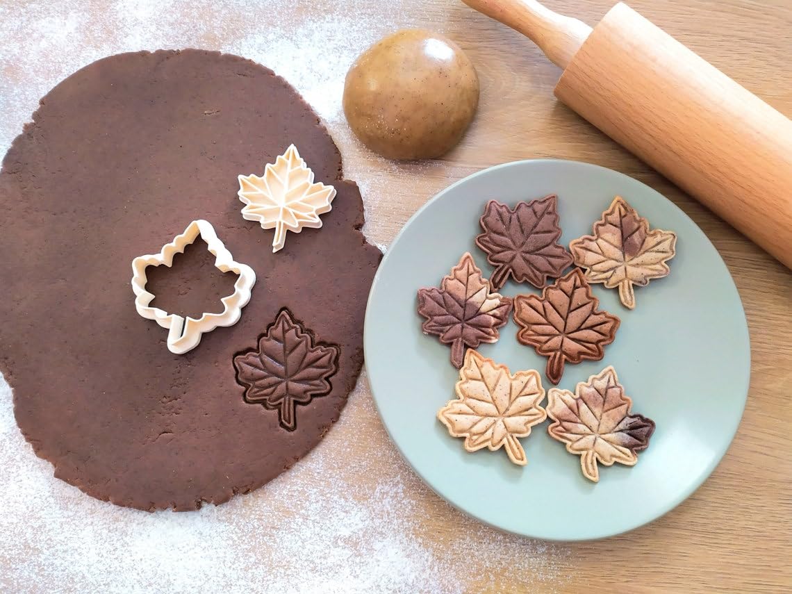 Maple leaf cookie cutter set for making shortbread cookies fondant biscuits sugar paste chocolate treats cupcake toppers cake decoration tools for autumn fall theme baking and parties - Image 3