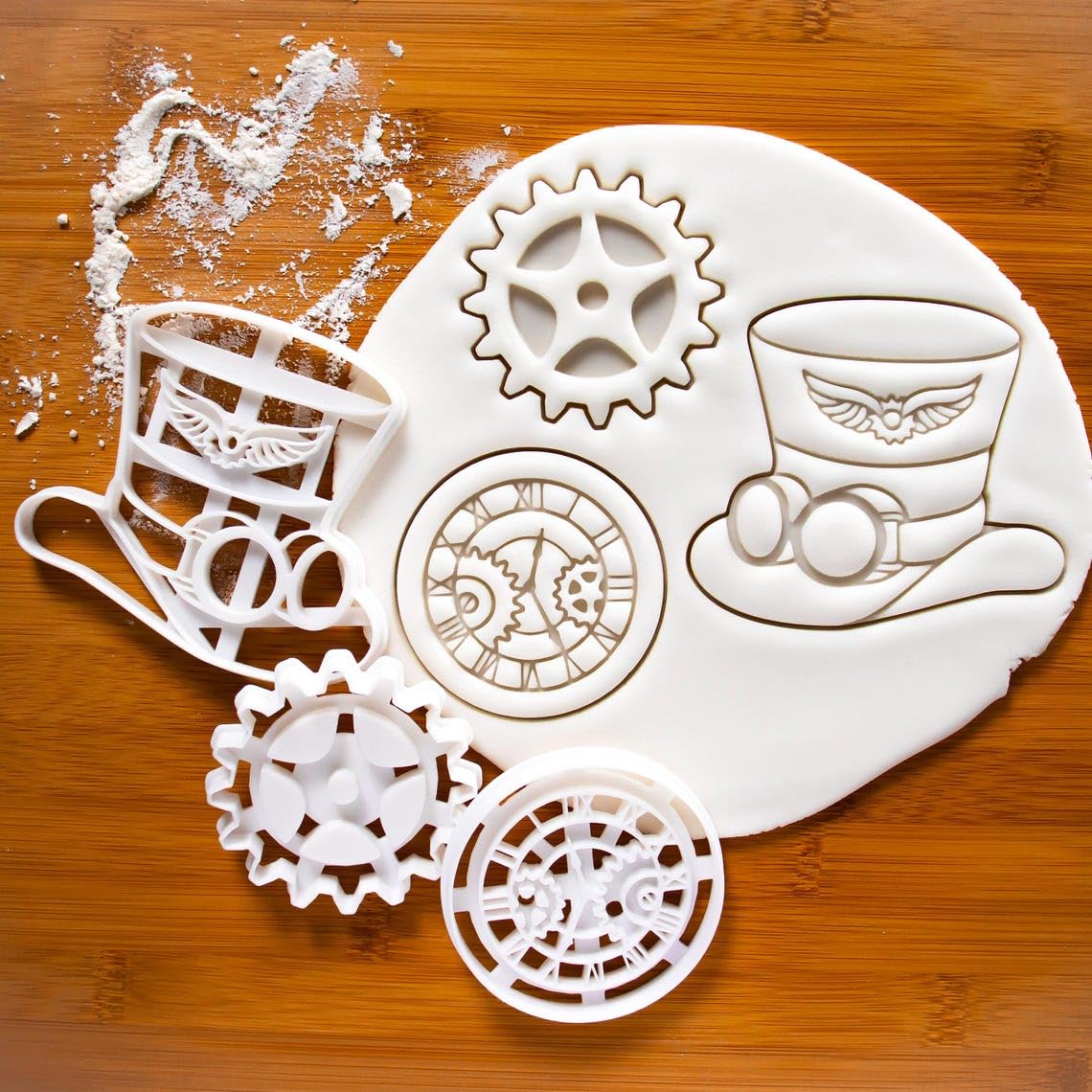 Steampunk Hat Cookie Cutter Cookie India Biscuit Cutter Victorian Era Science Fiction Party top hat Mechanical Vintage Industrial Fondant Clay Cutter Baking Tool (ONLY Steampunk HAT) - Image 3