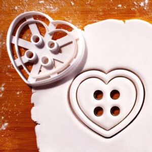Large Heart Button Cookie Cookie Cutter Wedding Favor Baking Tool for Baby Shower Crafting Workshops Love Theme Cookies Fondant Clay Biscuit Design for Party Decoration and Gifts (ONLY LARGE)