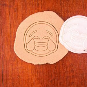 Laughing Tears Emoji Black Cookie Cookie Cutter Fun Baking Tool for Kids Birthday Party Favors Geek Gifts Emotional Face Cookie Mold for Funny Expressions Themed Treats and Dessert