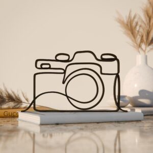 Camera, Line Art Figure, Unique Photographer Gift Idea, Line Art Sculpture, Minimalist Home Decor | Ideal for Home Decor, Gift (Pack of 2)