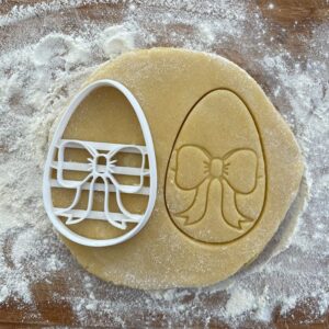 Black Easter Egg with Ribbon Cookie Cutter Floral Egg Shape for Easter Egg Hunt Baking Easter Eggs Cookies Fondant Clay Dough Tool for Spring Party Treats and Holiday Baking