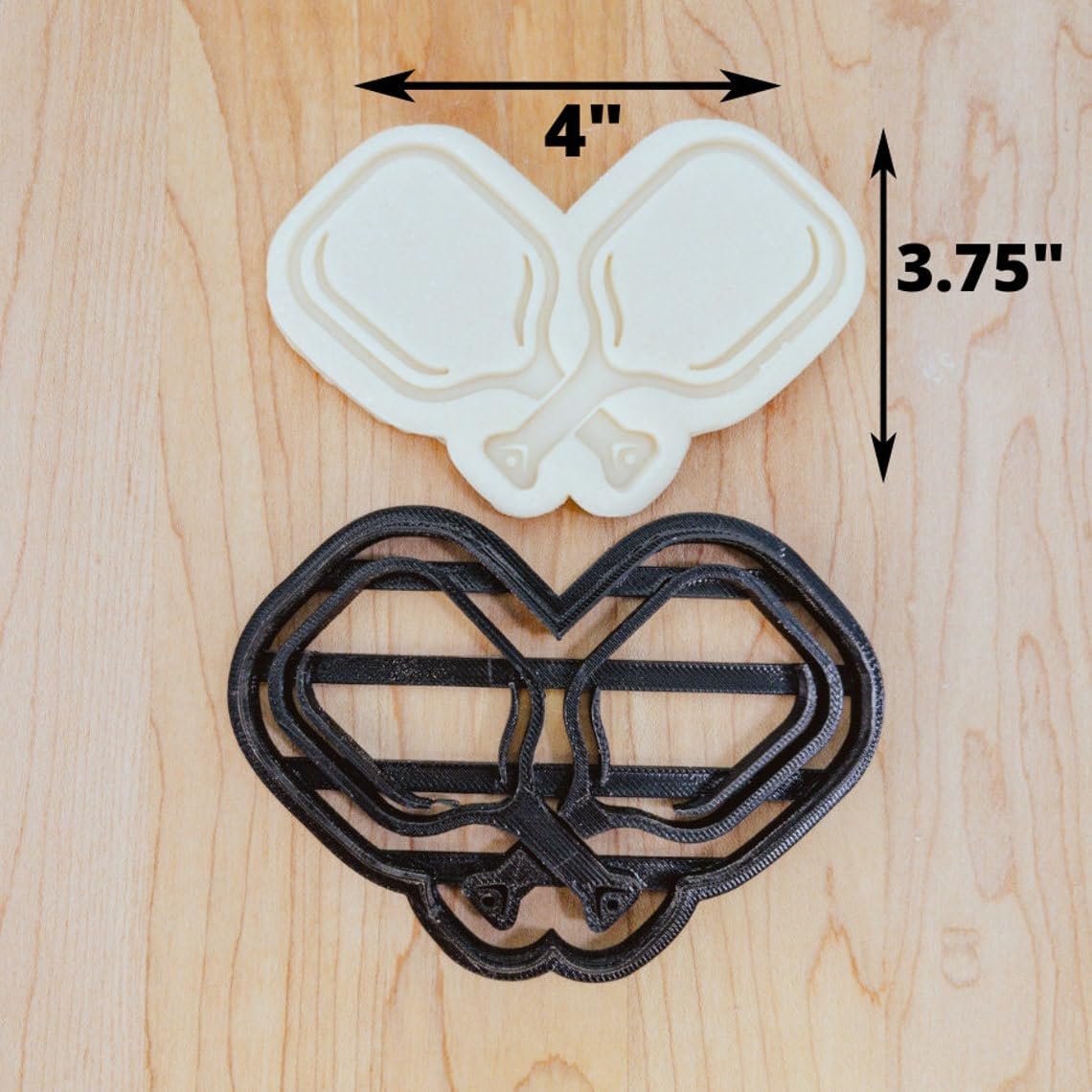Pickleball Rackets Cookie Cutter and Fondant Embosser Stamp Set for Sports Parties, Pickleball-Themed Baking and Crafting, Durable Cookie Cutter and Stamp Tool Made in India