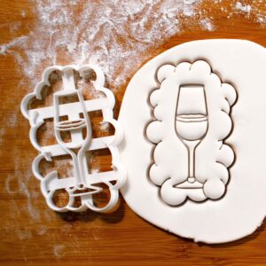 Champagne Glass Cookie Cutter Celebration Theme Biscuit Mold Weddings Engagement Bridal DIY Baking Toast Events New Year Anniversary Parties Elegant Dessert Craft Tool (ONLY CHAMPAGNE GLASS)