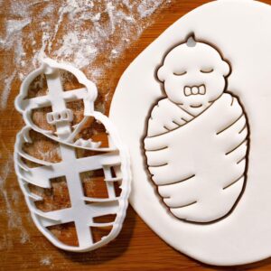 Swaddled Baby Cookie Cutter India newborn baby shower biscuit cutter birth celebration fondant clay cutter baby wrapped design baking tool for party favors and gifts (ONLY SWADDLED BABY)