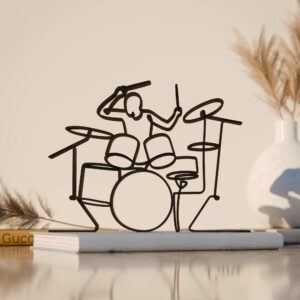 Drummer, Line Art Figure, Unique Drummer Gift Idea, Line Art Sculpture, Minimalist Home Decor | Ideal for Home Decor, Gift (Pack of 3)