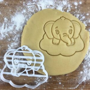 Black Baby Elephant Cookie Cutter Elephant on Cloud Baking Tool First Birthday Cookies Elephant Gifts Safari Birthday Favor Baby Animal Baby Shower Gifts Biscuit Fondant Clay Cutter for