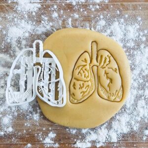 Black Anatomical Lungs Cookie Cutter Medical Biscuit Cutter Cookie Stamp for Future Doctor Nurse Science Student Gifts Pastry Fondant Dough Educational Baking Tool