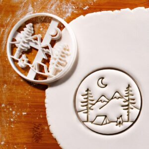 Camping Scene Cookie Cookie Cutter Biscuits Perfect Campers Hikers Nature Lovers Guides Scouts Backpackers Wilderness Trips Outdoor Adventure Themed Baking Craft Projects (ONLY CAMPING SCENE)