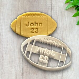 NFL Football Cookie Cutter Personalized with Custom Name for Baking Shortbread Biscuits Pastry Sugar Paste Fondant Cake Cupcake Decoration for Sports Parties and Homemade Treats
