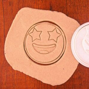 Star Struck Face Black Cookie Cutter Cookie Baking Stamp for Fun Starry Eyed Emoji Cookies Creative Gift Idea for Kids Family Party Snack Birthday Event Geek Themed Decoration