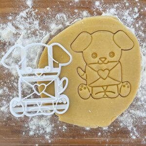 Black Valentines Dog Cookie Cutter Dog with Love Letter Baking Tool I Woof You Design Valentines Gift Dog Lover Gift for Girlfriend Gift for Him Biscuit Fondant Clay Cutter