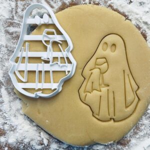 Black Ghost with Wine Cookie Cutter Halloween Scary Ghost Grave Tombstone Trick or Treat Party Halloween Cookies Pastry Fondant Dough Biscuit Baking Tool