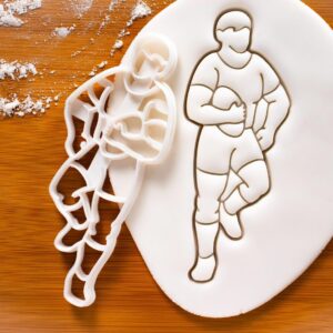 Rugby Player Cookie Cutter Bake Biscuit Mold Sports Theme Birthday Party Athletic Game Rugby Player Shaped Baking and Craft Tool for Kids and Adults Enthusiasts (ONLY PLAYER)