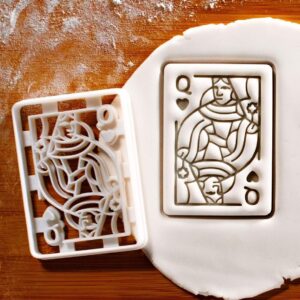 Queen of Hearts Playing Card Cookie Design 1 Cutter Casino Night Poker Party Decorations Baking Tools Card Game Themed Biscuits Alice Wonderland Inspired Cookies for Fun Events (ONLY DESIGN 1)