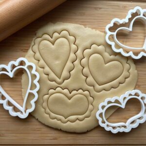 Set of 3 Lacy Heart Cookie Cutters Cookie - Suitable Size - Made in India - Romantic Baking Molds for Valentines Day, Weddings, Anniversaries, and Gift Treats