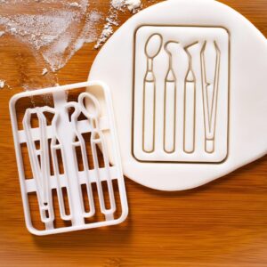 Examination Tools Cookie Cutter Dental Exam Theme Baking Biscuit Fondant Clay Cheese Sugarpaste Marzipan Cutter Dentistry Students Clinic Visit Dental Hygiene Science (ONLY EXAMINATION TOOLS)