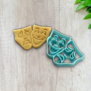 Comedy tragedy mask cookie cutter for India Cookie fondant shortbread sugar paste pastry cake decoration drama theme baking theatre cookies chocolate mold party crafting tool